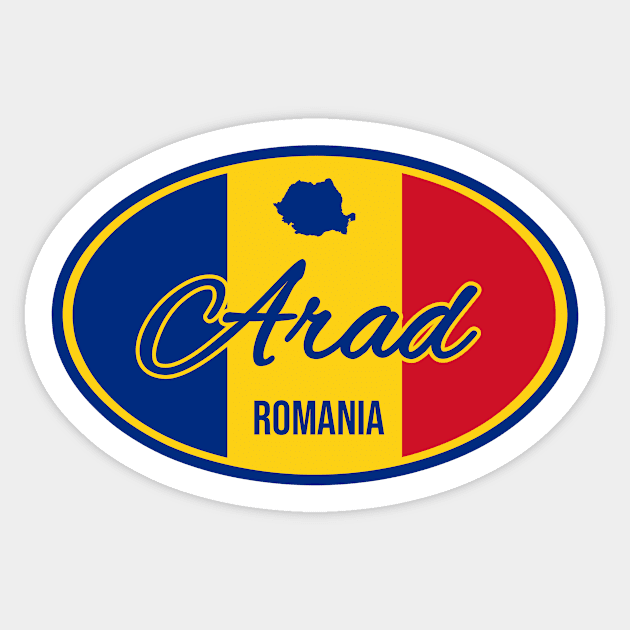 Arad Romania Oval Flag Sticker by urban-wild-prints